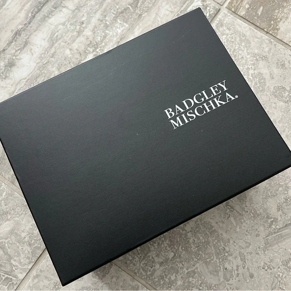 Badgley Mischka Embellished Satin Sandals Block Heel Shoes Size 11M New in Box - Image 8