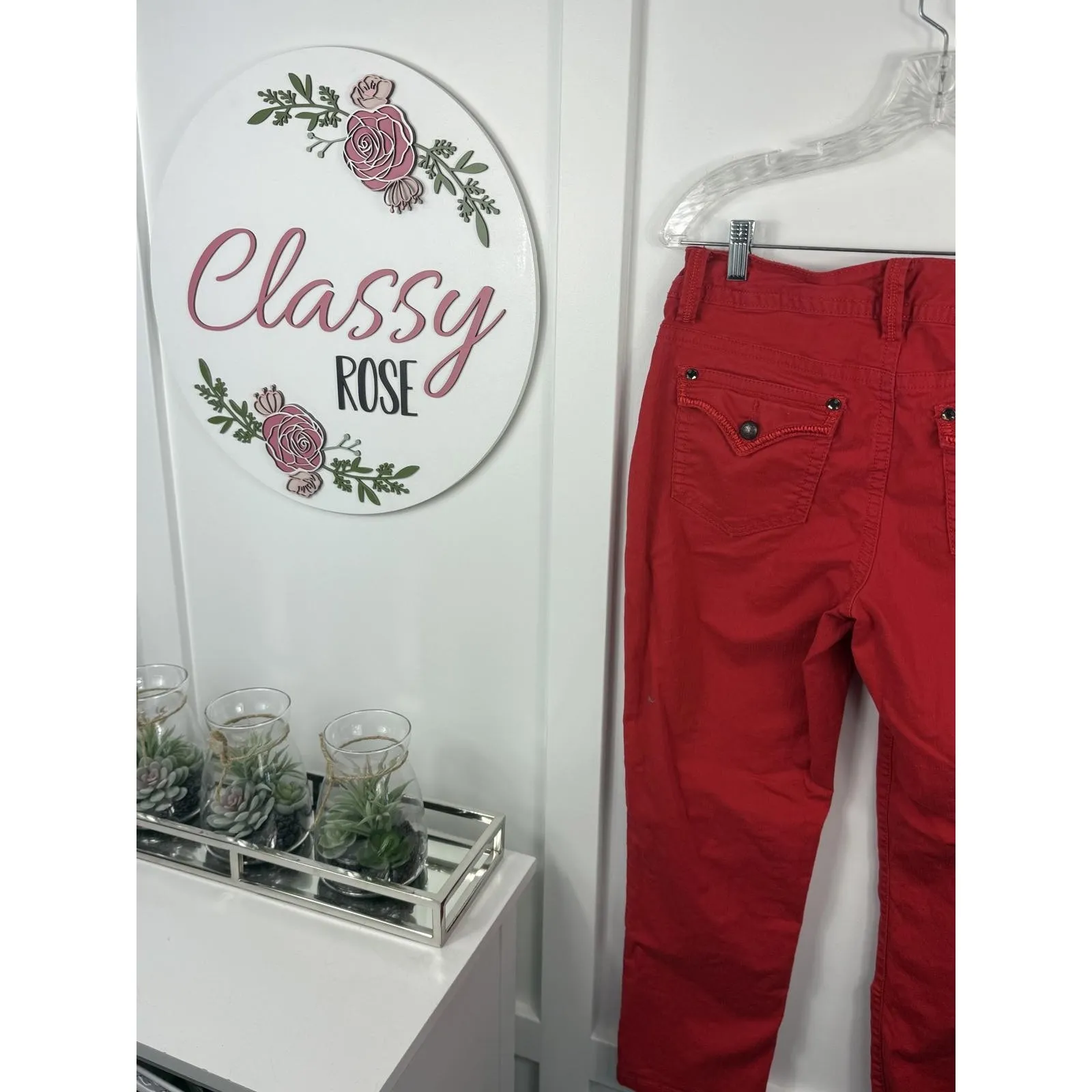 Cute Womens Jeans 6/28 Red - Image 7