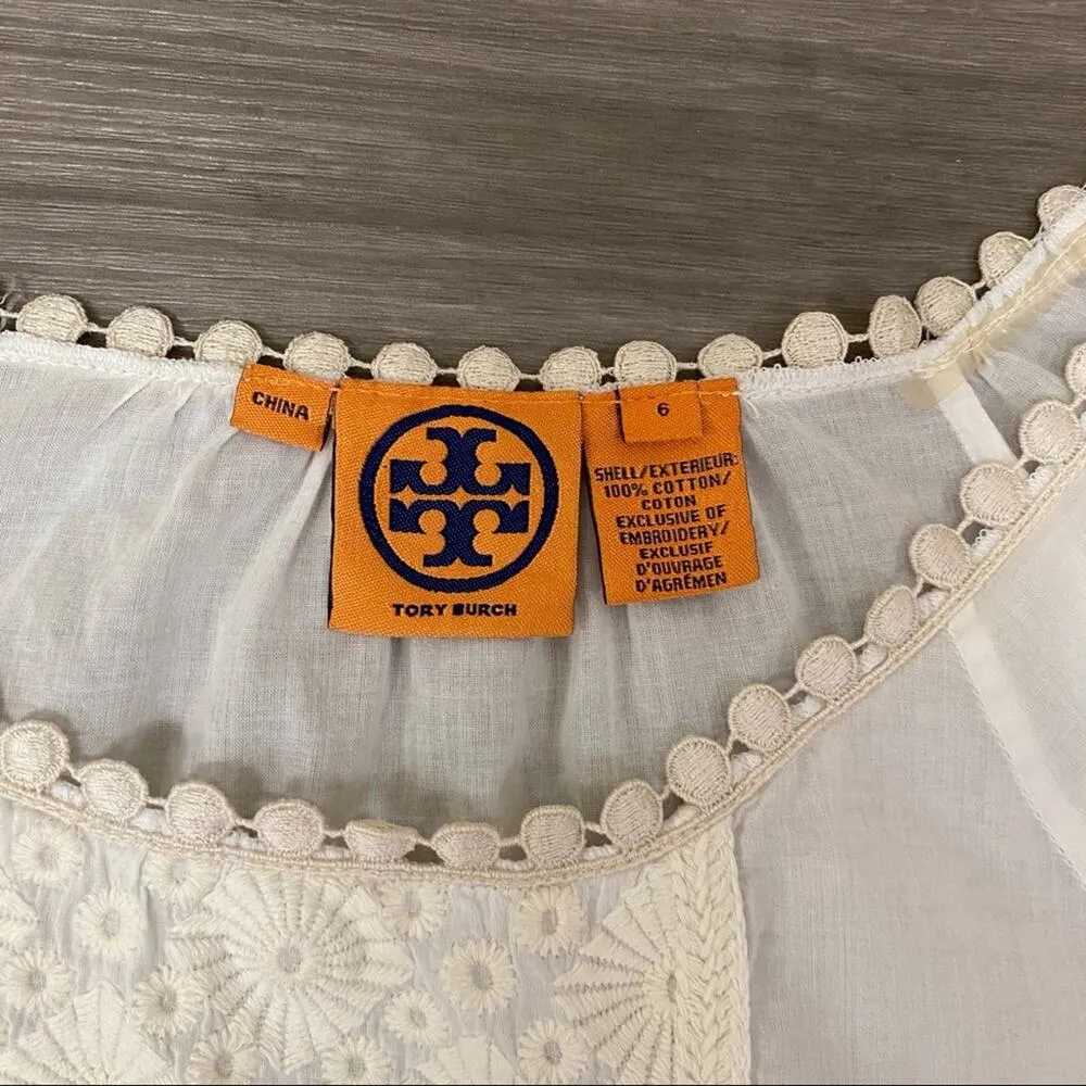 Tory Burch Embroidered Top White Size 6 - Image 7