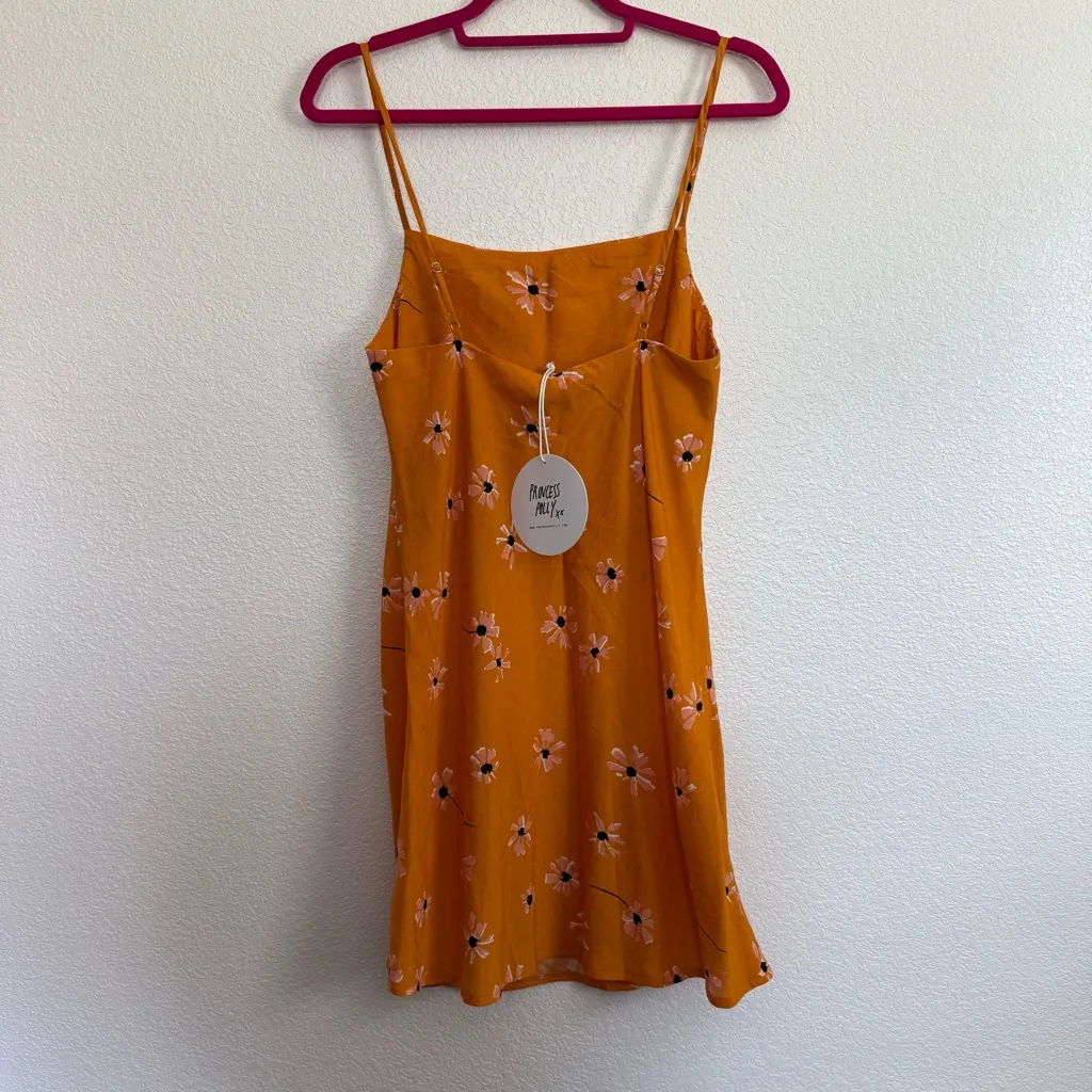 NWT Princess Polly Plaz Floral Mini Dress in Orange US 6 - Image 4