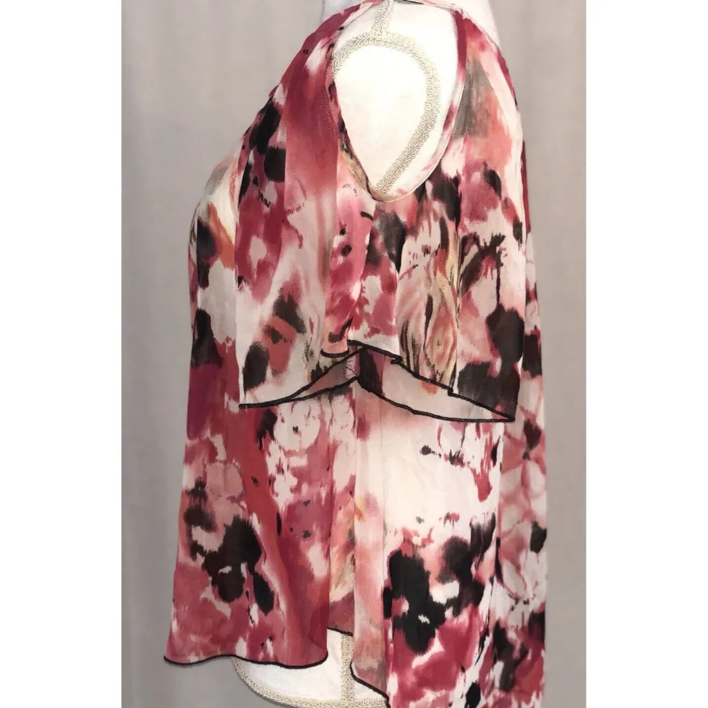 Wrapper ~ Cold Shoulder Short Sleeve Top ~ Size X-Small ~  Red/Black/White - Image 4