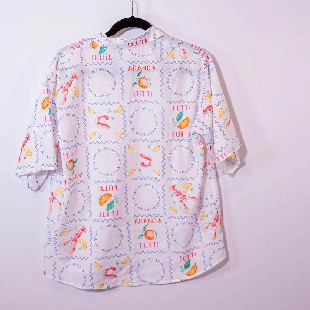 Petal + Pup Hampton Lobster Lemon Summer Print Pattern Short Sleeve Button Shirt - Image 3