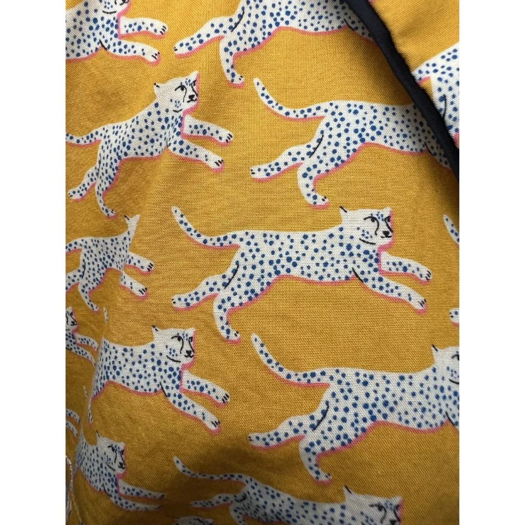 Boden Yellow Button Down Shirt with Leopard Print Size 8 - Image 9