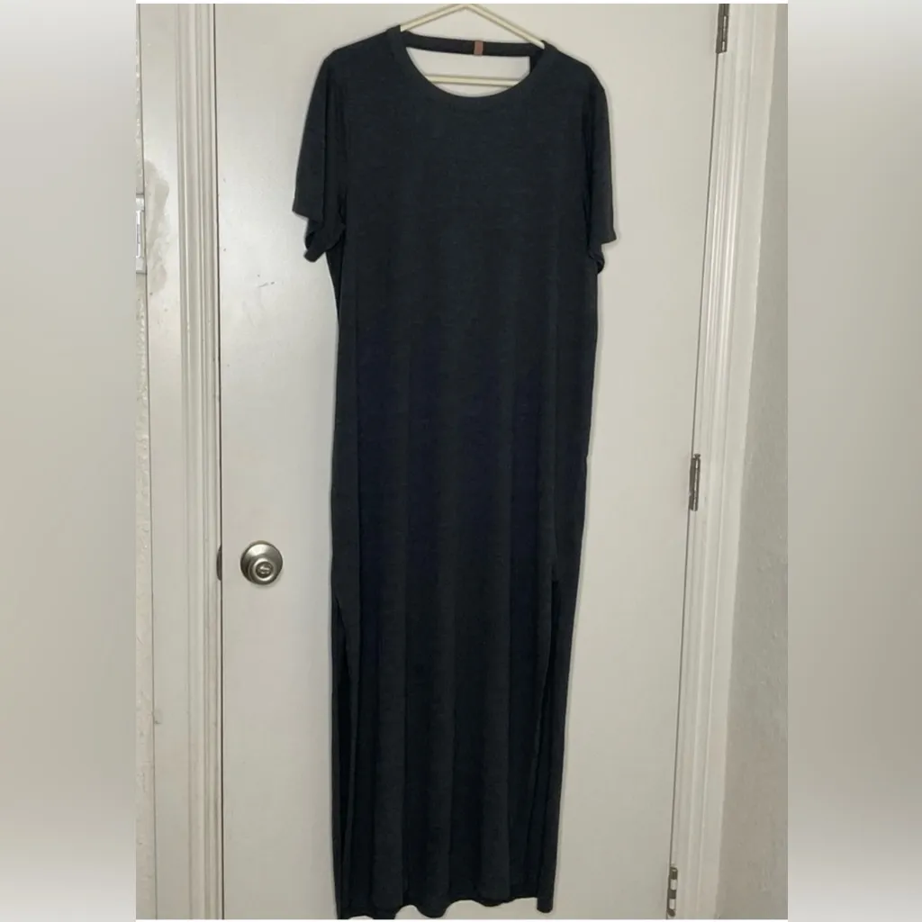Lunya Size XL Meditative Gray Open Back
Side Slits Restore Long Maxi Dress - Image 3