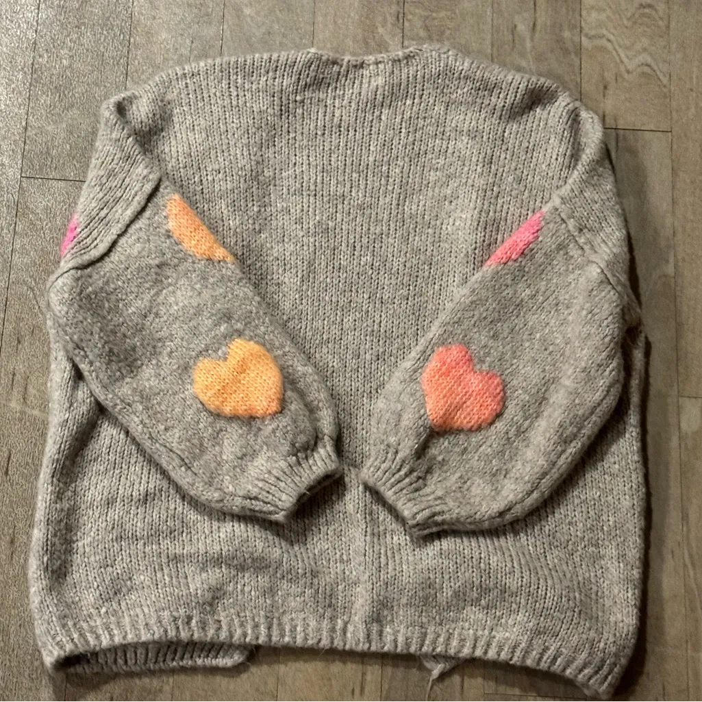 Made In Italy Heart Knitted Oversized Wool Blend Cardigan Sweater Size S/M - Image 4