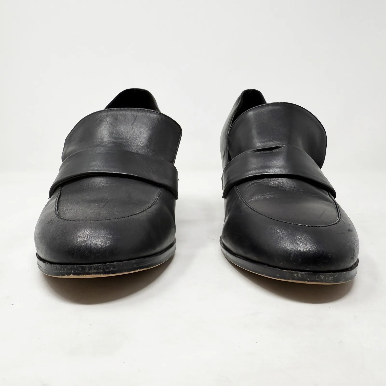 [Kurt Geiger London] Black Raquel Block Heel Leather Loafers Chain Sz 39 US 8.5 - Image 6