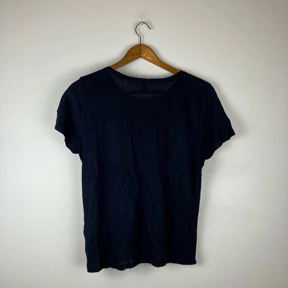 J. Crew Navy Blue Collector Linen Anchor Pocket Tee Shirt - Image 9