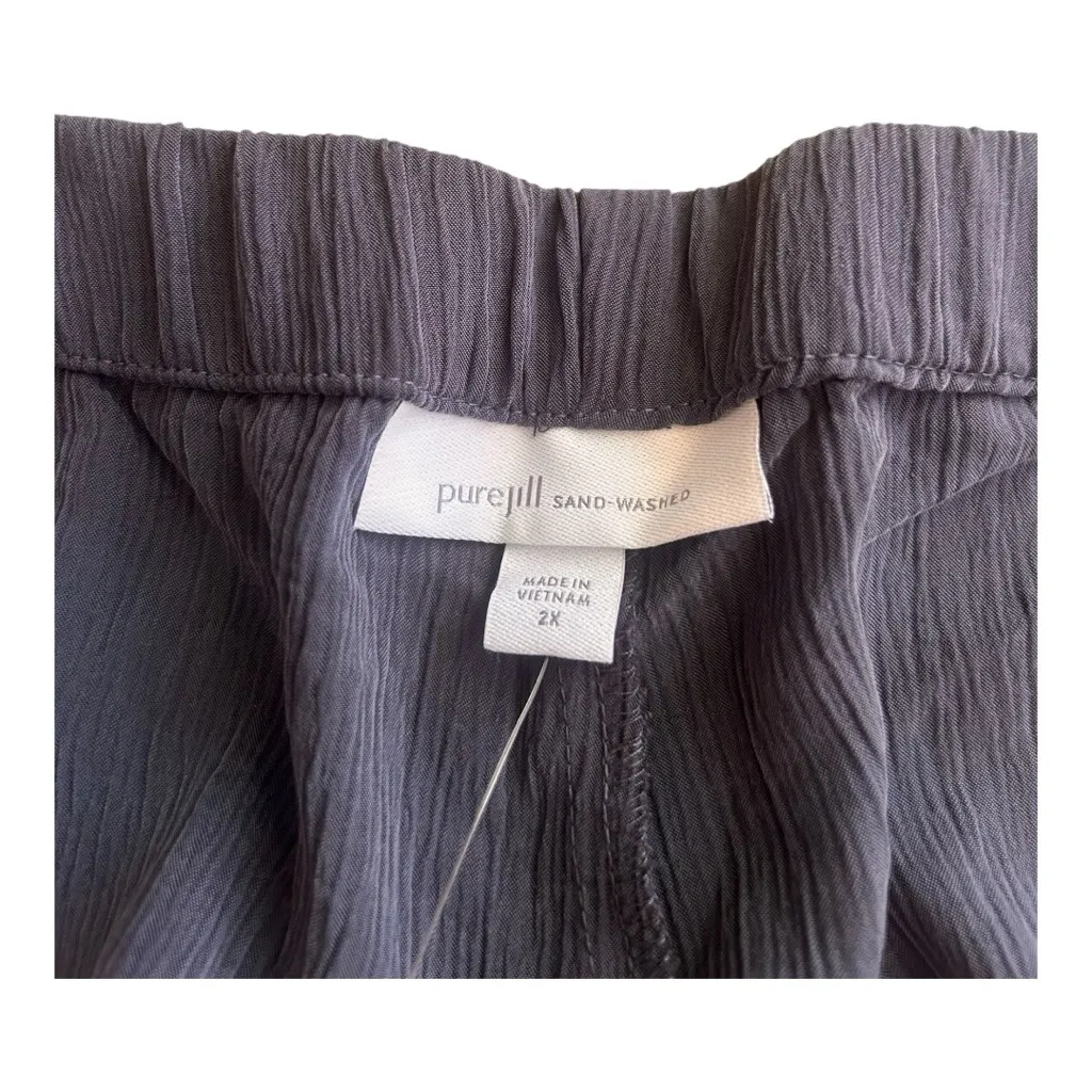 Pure J. Jill Tencel Lyocell Wide Leg Cropped Pants Indigo 2X Blue - Image 2