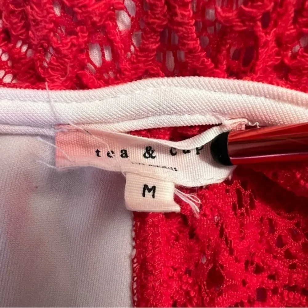 Tea & Cup Dress Bodycon Mini Lace Ruched Red M (jrs) Party Wedding Prom Holiday - Image 15