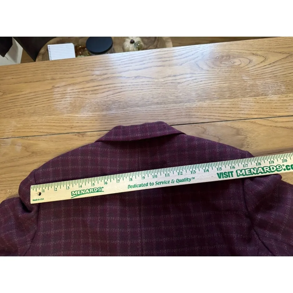 Eddie Bauer Women L Red Tweed Plaid Wool Blazer Jacket Lined Academia Preppy VTG - Image 15