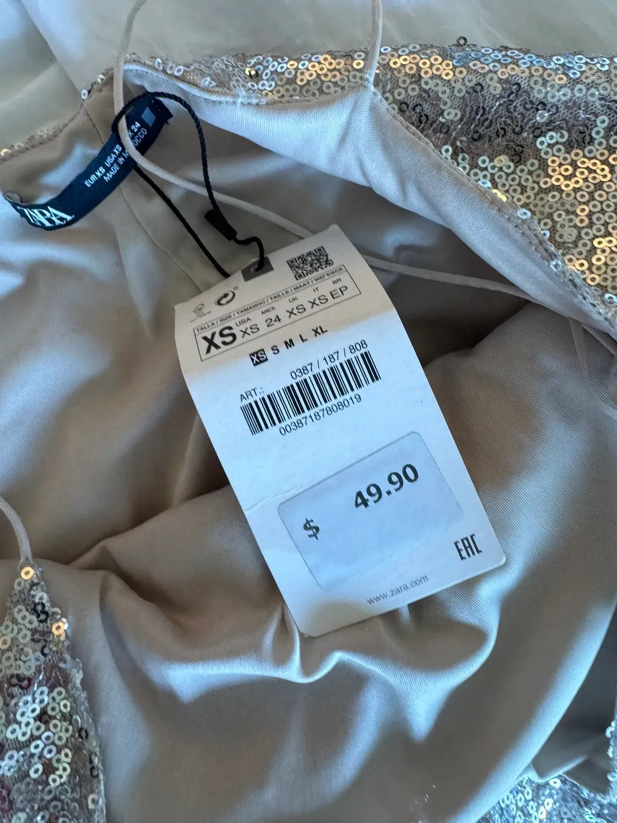 ZARA Sequin Mini Dress Silver - Image 2