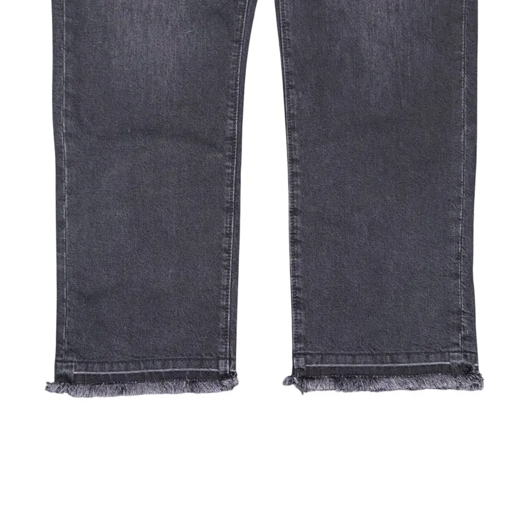 Ann Taylor LOFT High Rise Let Down Hem Straight Cropped Jeans Washed Black Sz 4 - Image 7