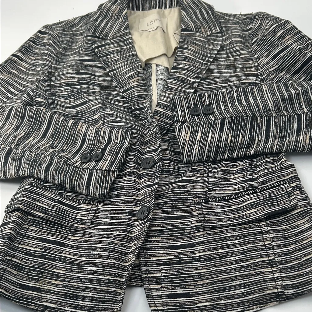 LOFT Striped Black and White Blazer - Image 12