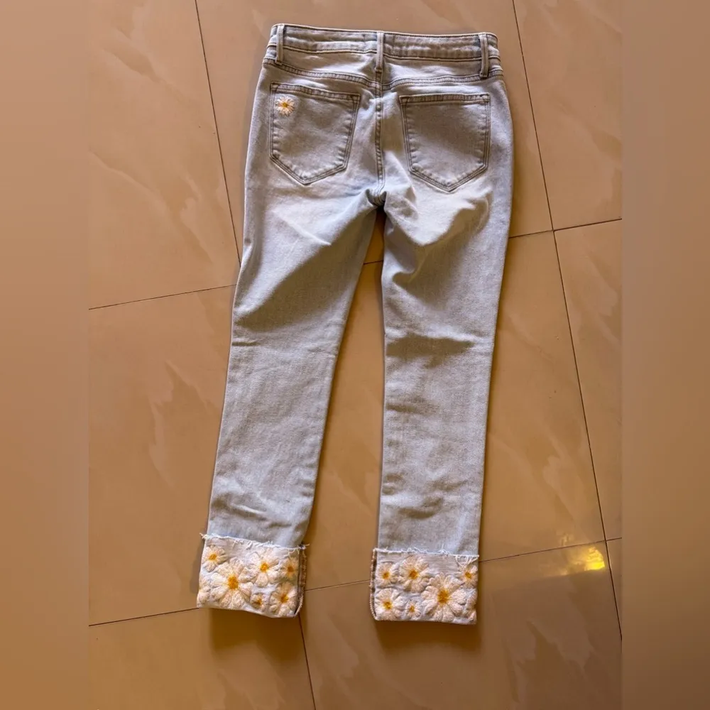 DRIFTWOOD colette feathery leaf jeans in light wash embroidered W0 / L 27 zipp - Image 13