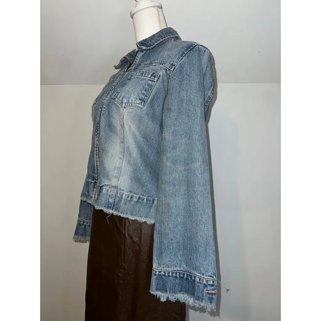 Women's Y2K 2000s Faded Glory Blue Jean Jacket M - Image 3