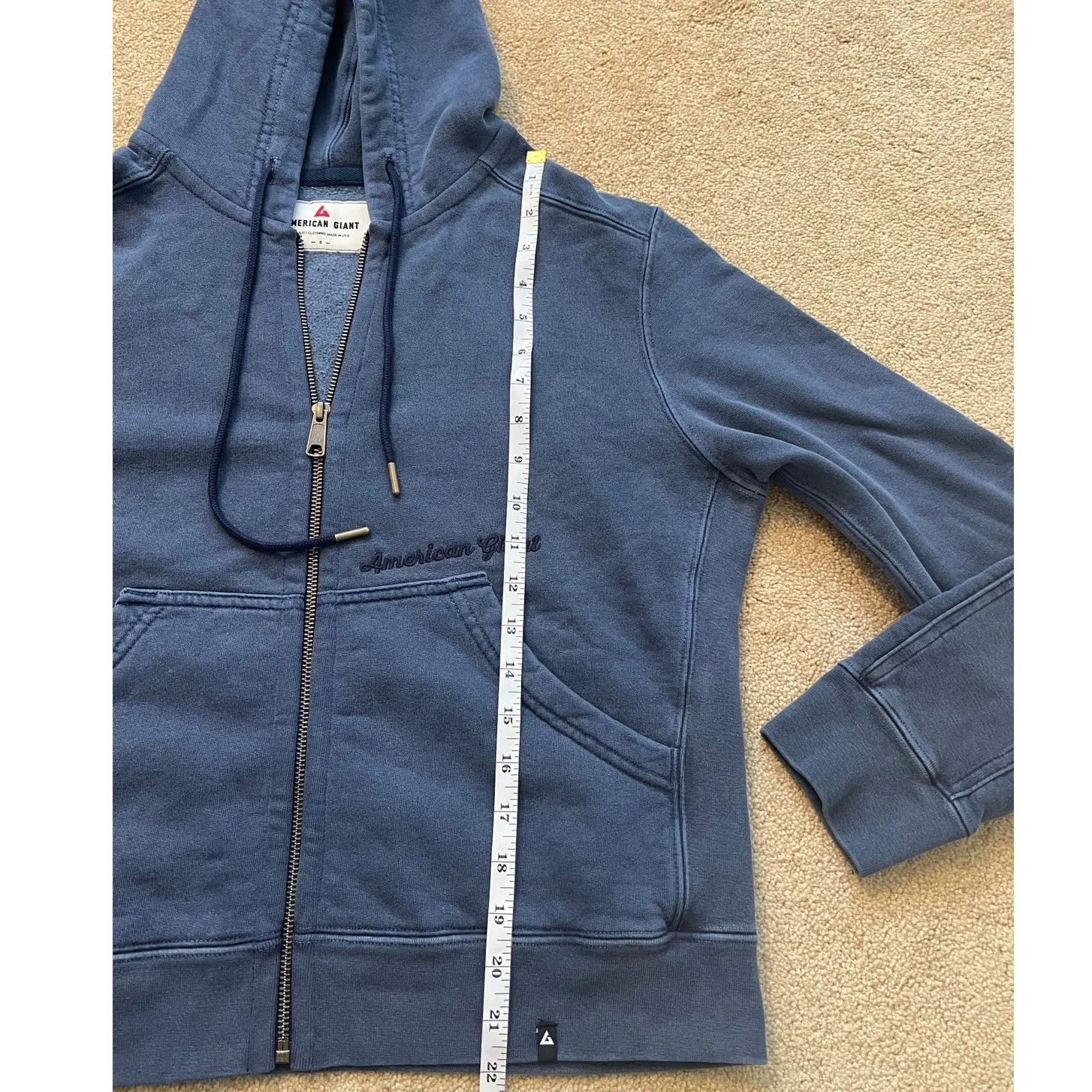 American Giant Women's Vintage Wash Relaxed Classic Full Zip 2.0 Blue - Image 8