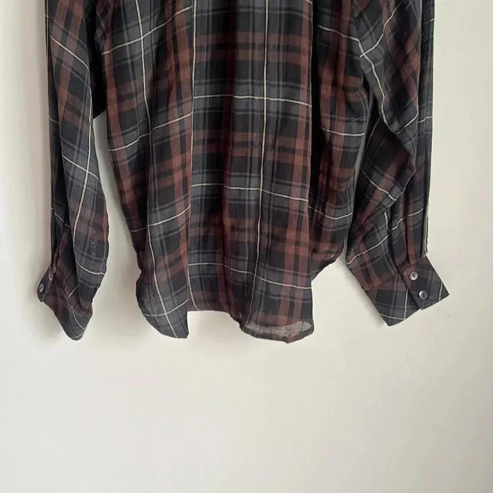 Finley plaid cotton long sleeve button down shirt Black Size M - Image 9