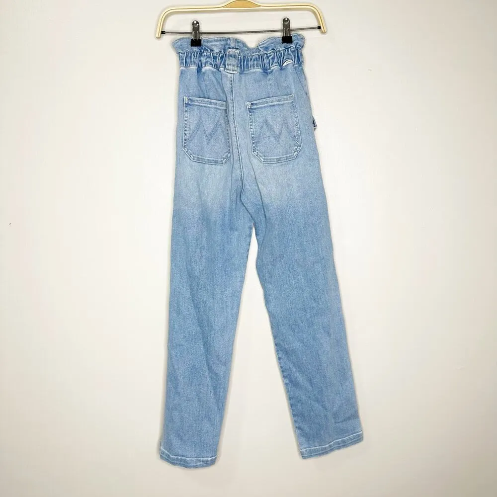 Mother Womens Jeans The Yoyo Ruffle Greaser Ankle Straight Denim Blue Size 24 - Image 3