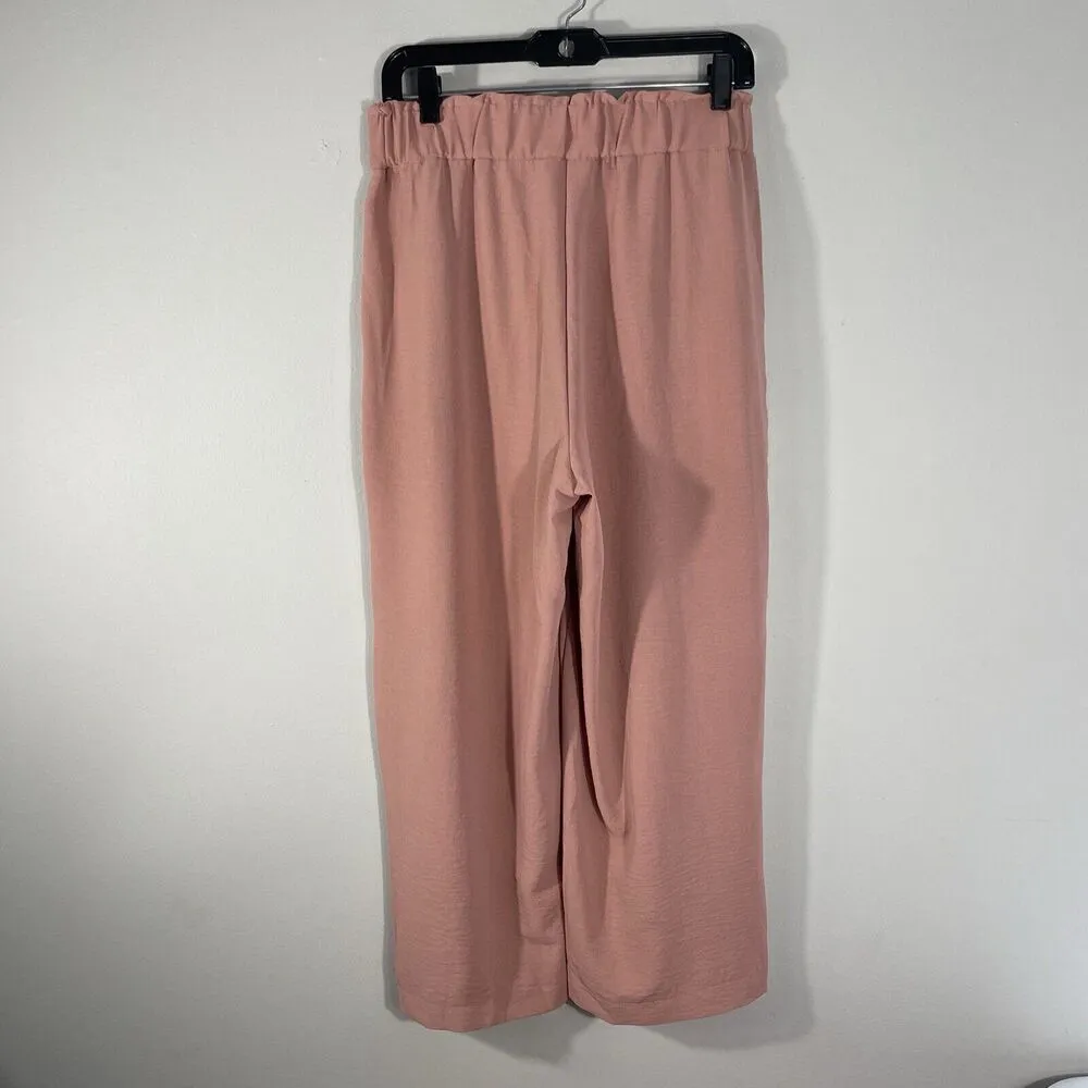 Eliane Rose Wide Leg Pull On Belted Cropped Pants Women’s Size M Dusty Pink - Image 4