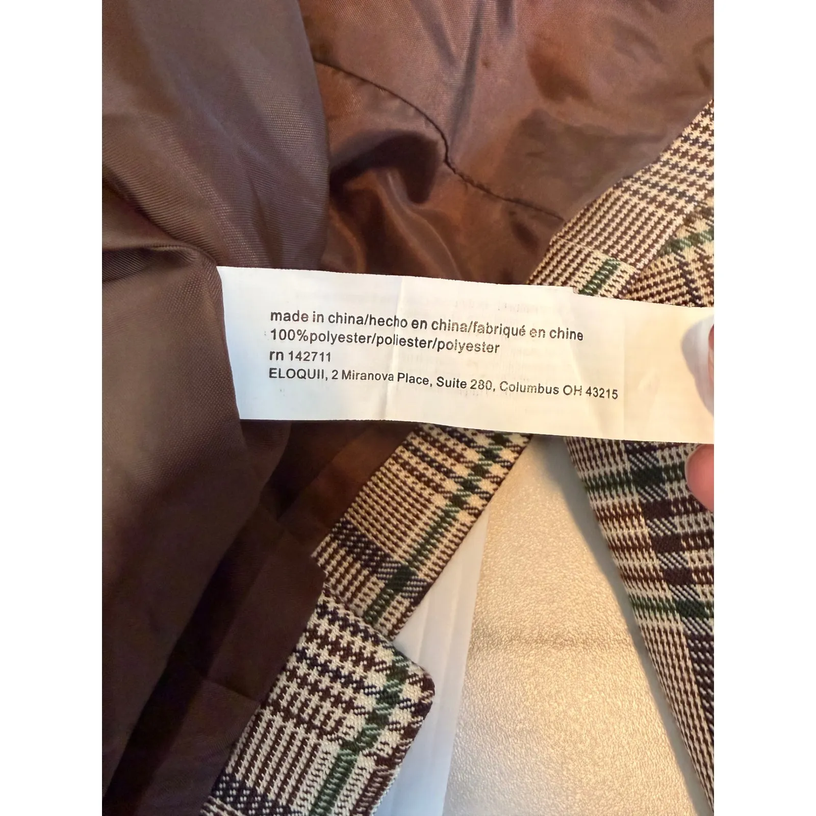 NWT ELOQUII Plaid Blazer Tie Waist Jacket Women Size 20 Brown Green Formal - Image 6