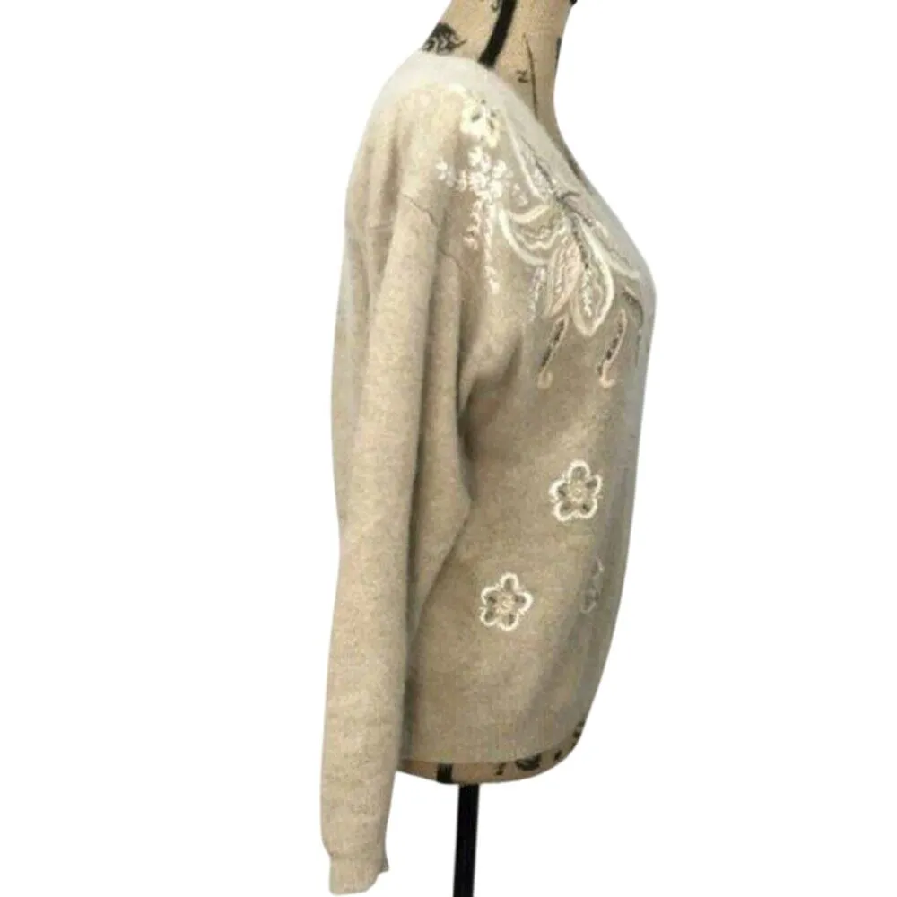 Vintage I B Diffusion Vintage Beaded & Embroidered Sweater Womens Medium - Image 2