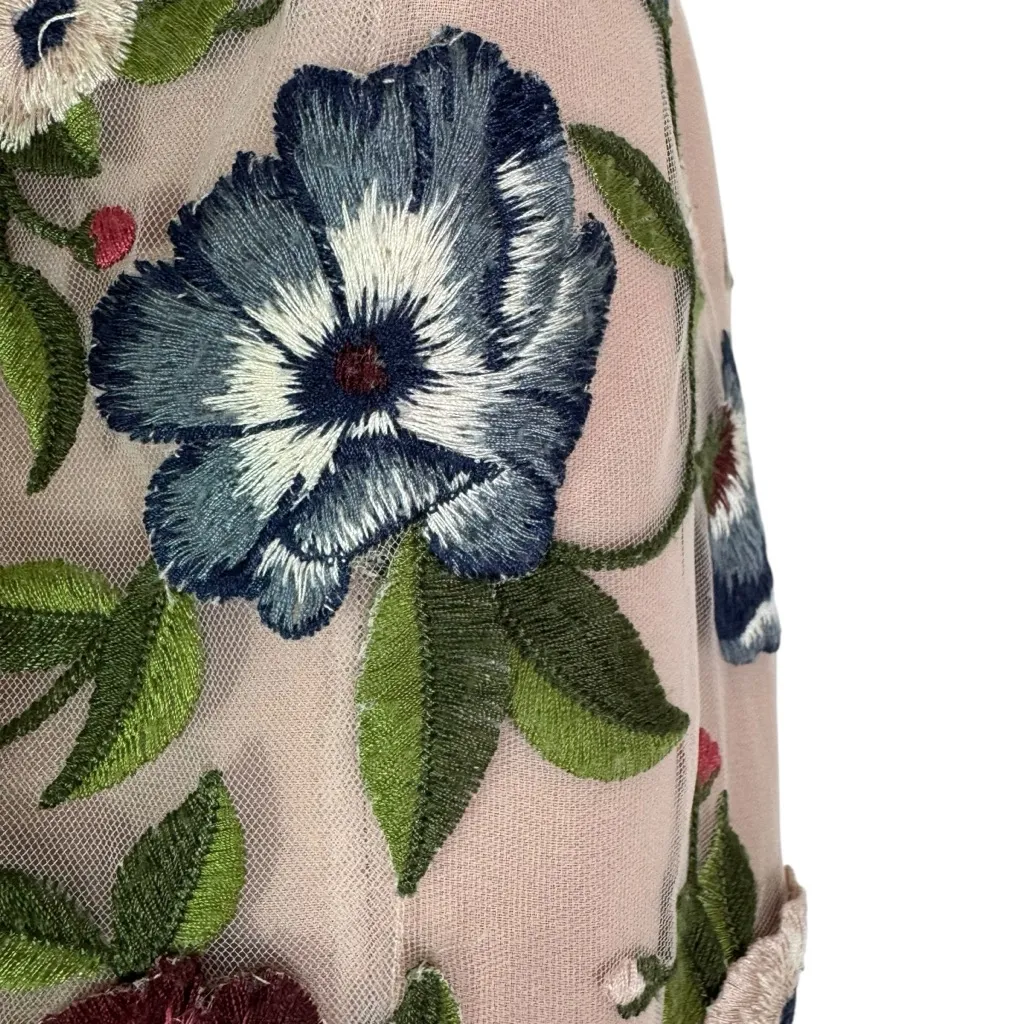 JENNY YOO Floral Embroidered Sophie Luxe Chiffon Gown Formal Dress Pink Size 2 - Image 7