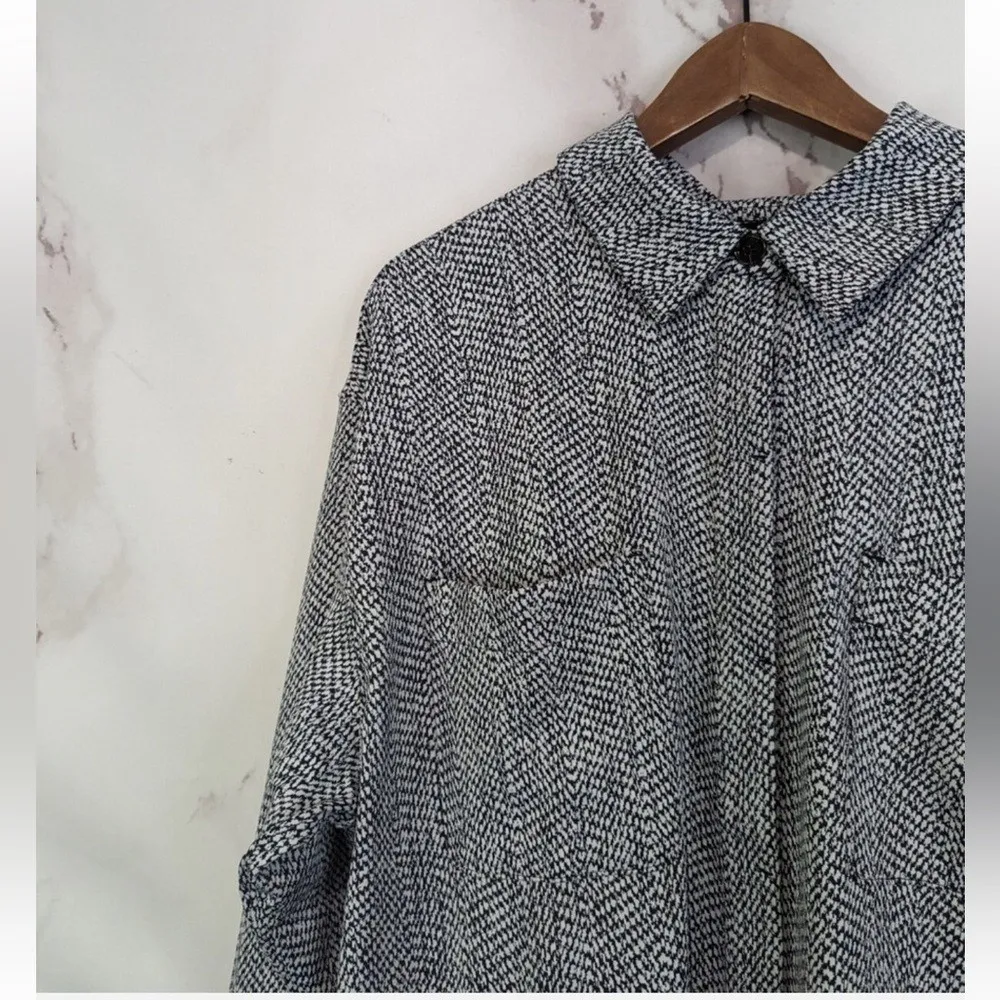 Athleta Shirt Jacket Womens XLarge Textured Button Up Braiden Black White - Image 4