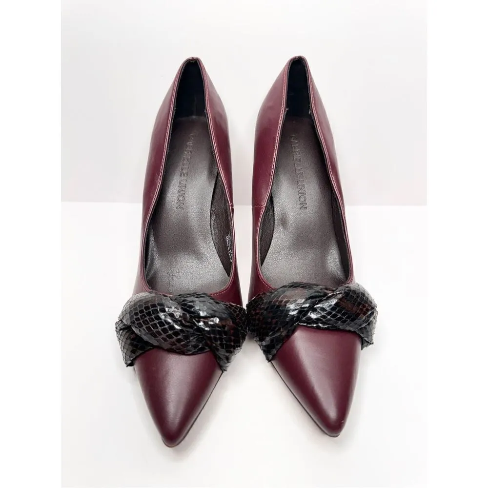 Gabrielle Union Pumps Size 7.5‎ Pointed Toe Burgundy Twist Detail Slip On Shoes Red - Image 3