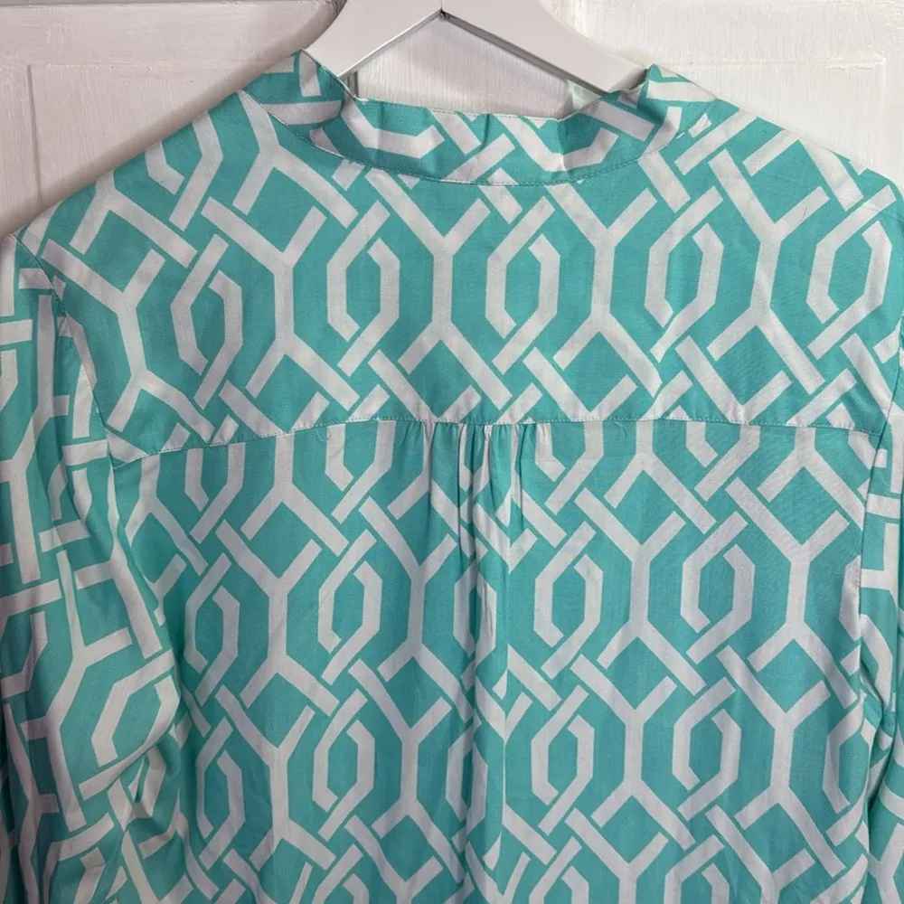 Escapade Women's Aqua Geometric Trellis Top Tunic Swim Cover NEW W1156 Sz L - Image 8