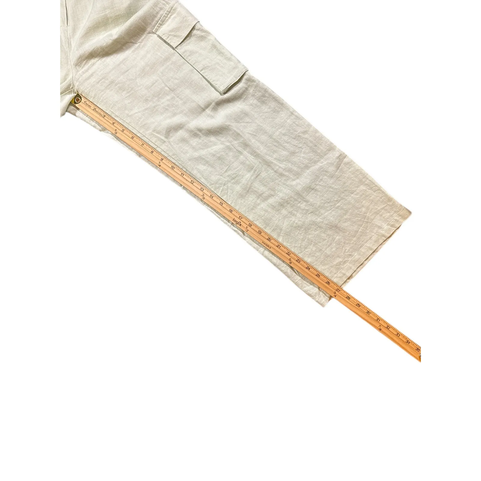 Sincerely Jules Linen Blend Cargo Pants Wide Leg  Sage Mist Women's L - Image 5