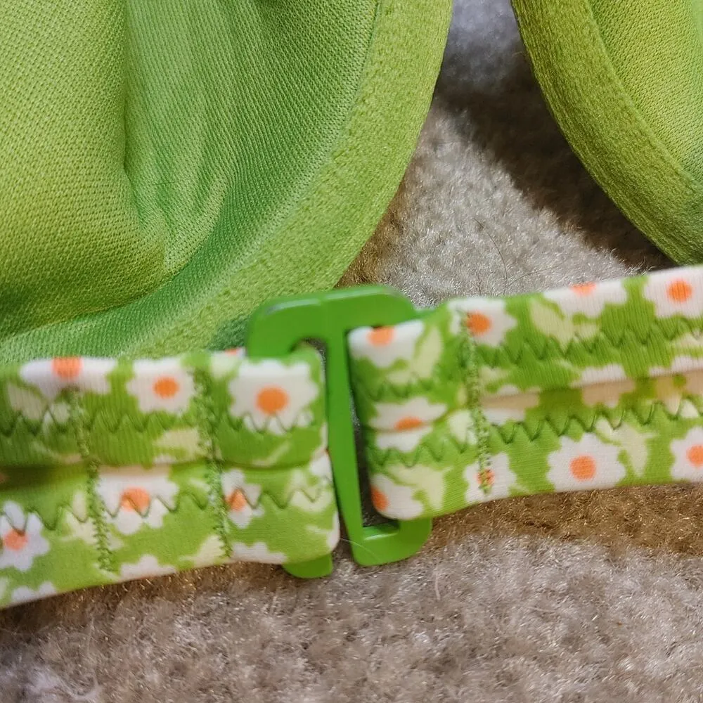 Aerie  32DDD Floral Daisy Green Bra Wired Cup Adjustable Spring Soft Comfy Girly - Image 4