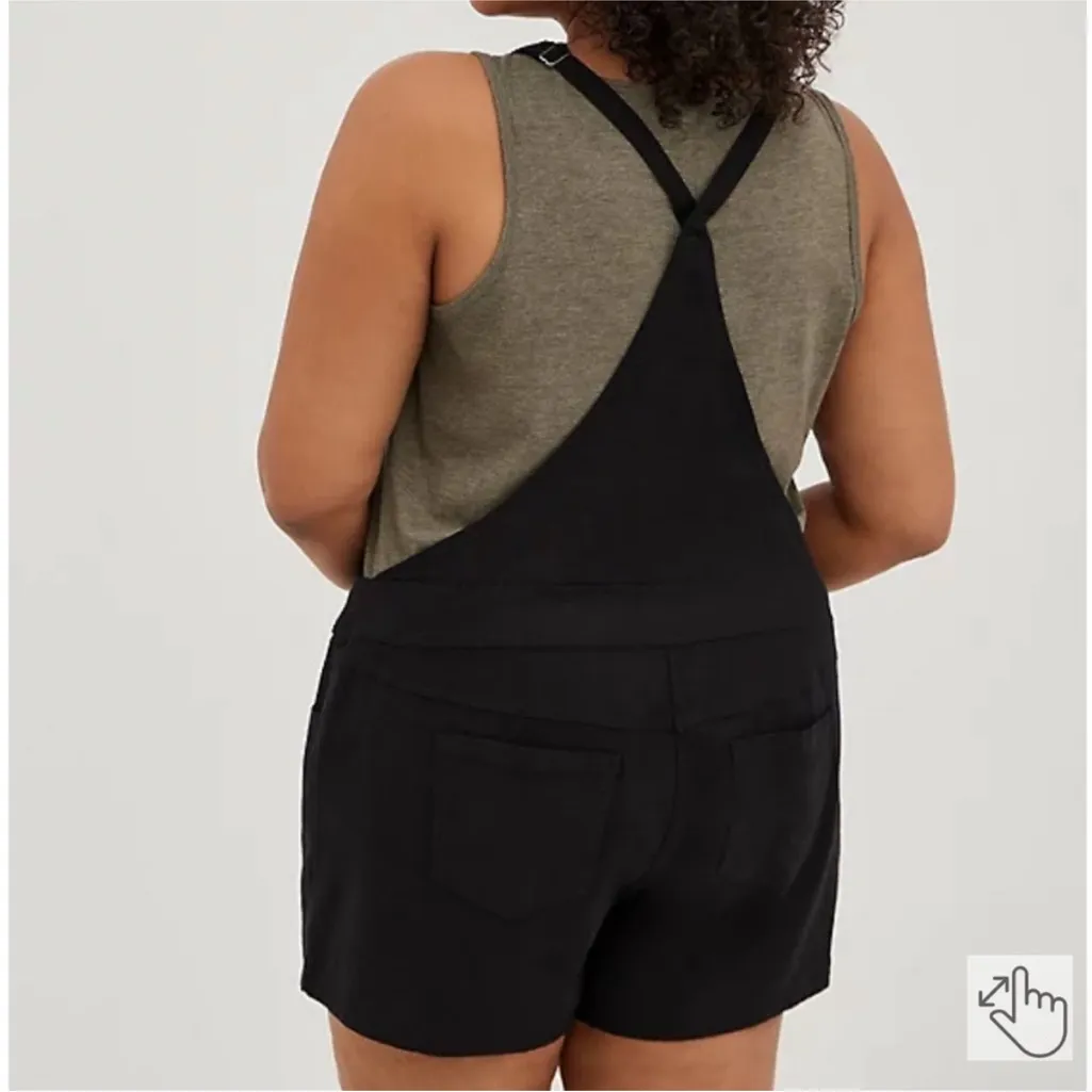 Torrid 1 Black 1X Linen Blend Shorts Overalls Jumpsuit Shortall - Image 7