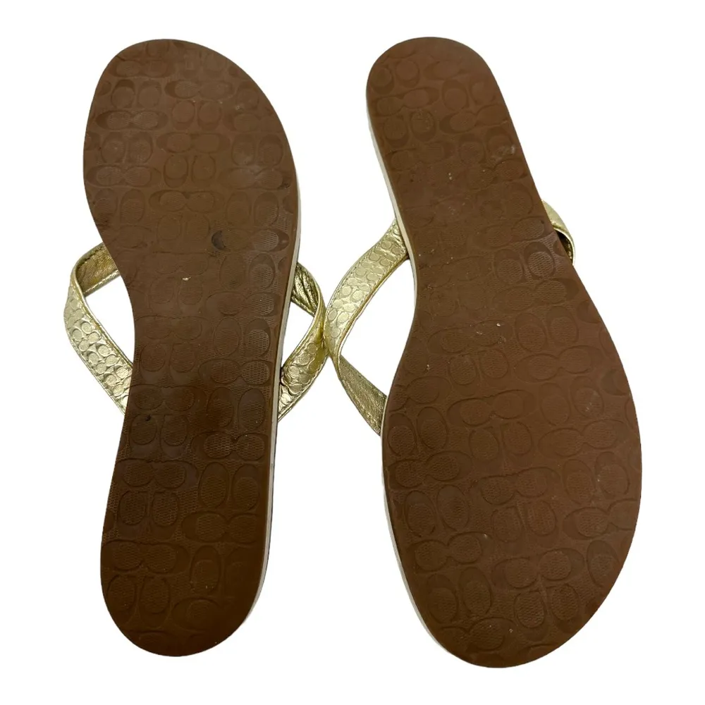 Coach Gold Metallic Debbie Sandals Flip Flops Size 8.5 - Image 8