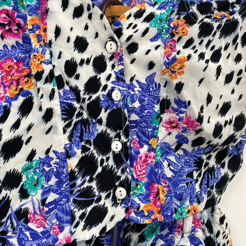 Paris Blues Vintage Floral Polka Dot 2 Piece Outfit Size Small / 5 - Image 2