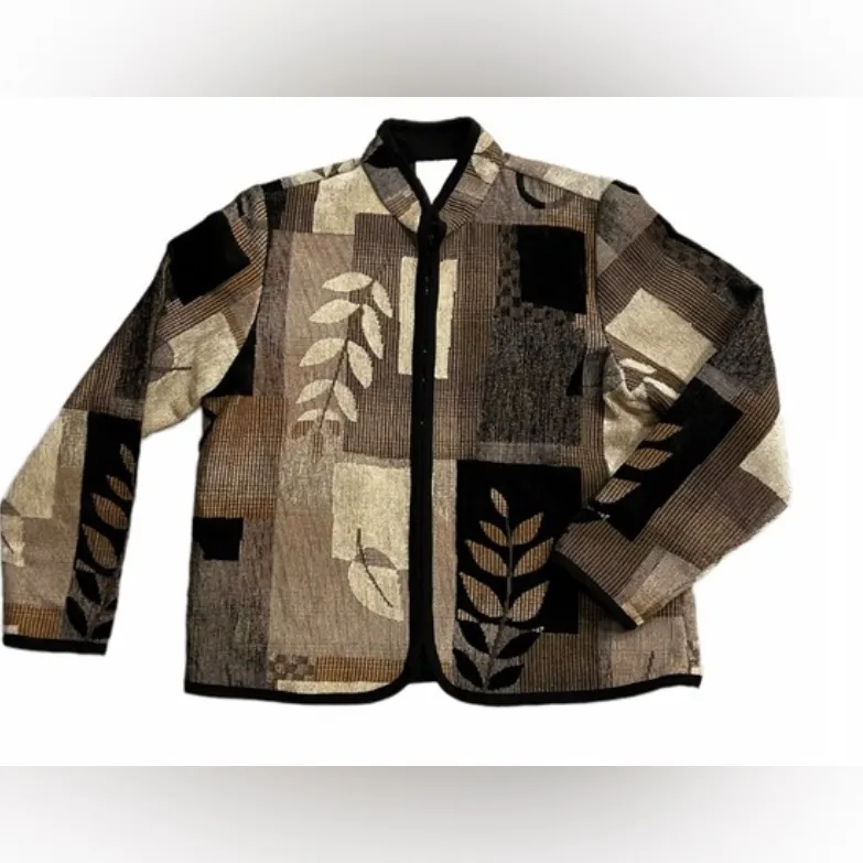 Vintage Coldwater Creek Chenille Jacket 1980s 1990s Tapestry Boho Coat - Image 2