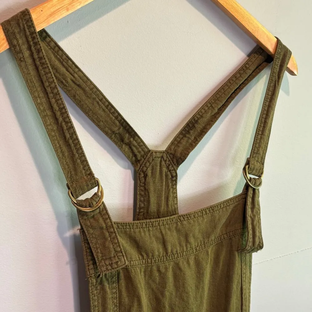 Free People Green Linen Blend Expedition Shortalls - size Medium - Image 5