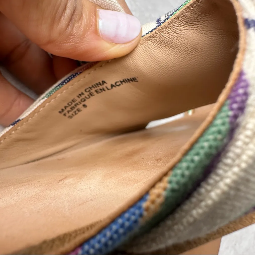 Anthropologie Striped And Knotted Bow Sandals  Flats Purple and Green Size 8 - Image 9