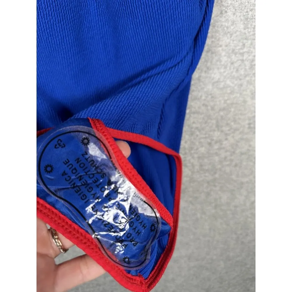 Pink lily Womens One Piece Blue Red Swimsuit Large High Thigh Scoop Neck Back - Image 4