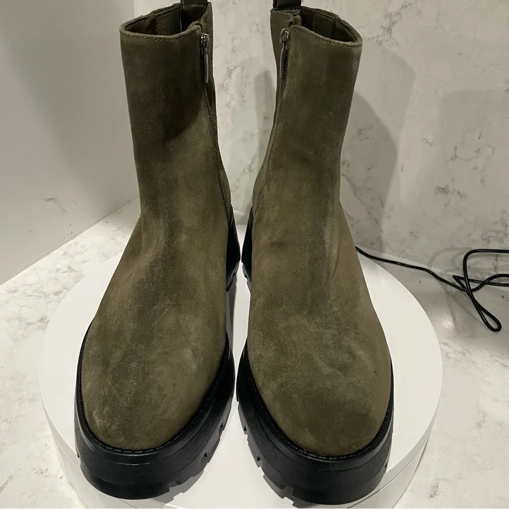New! Vince Camuto Neframes Leather Bootie Olive Green Lug‎ Sole Sz 8.5 $189 - Image 3