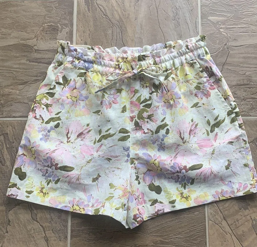 Sanctuary Floral Linen Paper Bag Shorts Sz Sm NWT - Image 4
