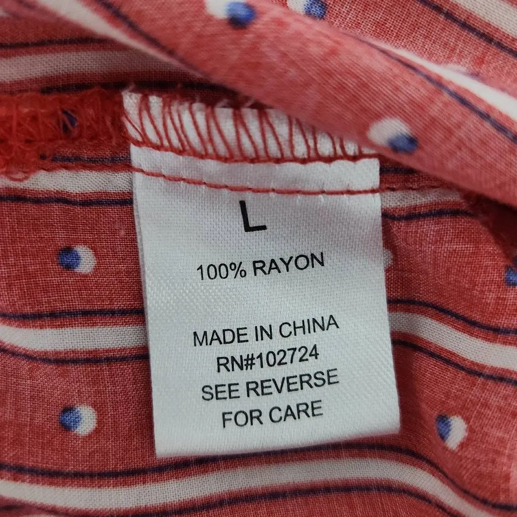 Grand & Greene Red Print Buttondown Blouse Size Large Red Print Blouse - Image 7