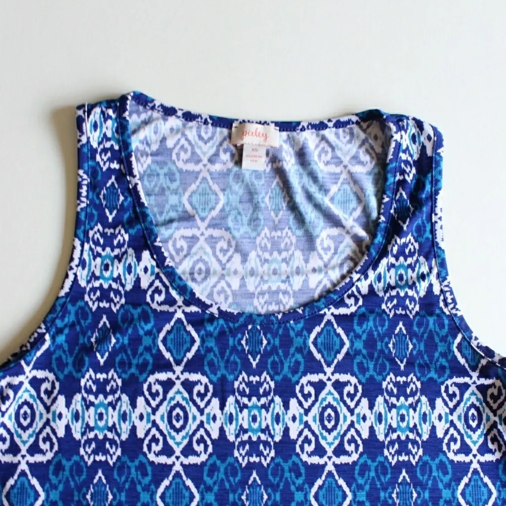 Pixley | Blue Patterned Tank Top Size XS - Image 3