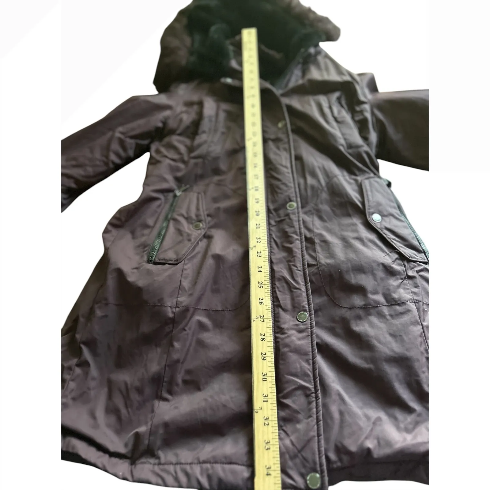 1‎ Madison Expedition Women's Parka Hooded Faux Fur Trim Winter Coat Purple Size M - Image 4