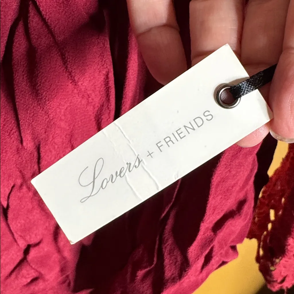 NWT Lovers + Friends Burgundy Lace Long Sleeve Blouse Sz XS Romantic Party Top - Image 5