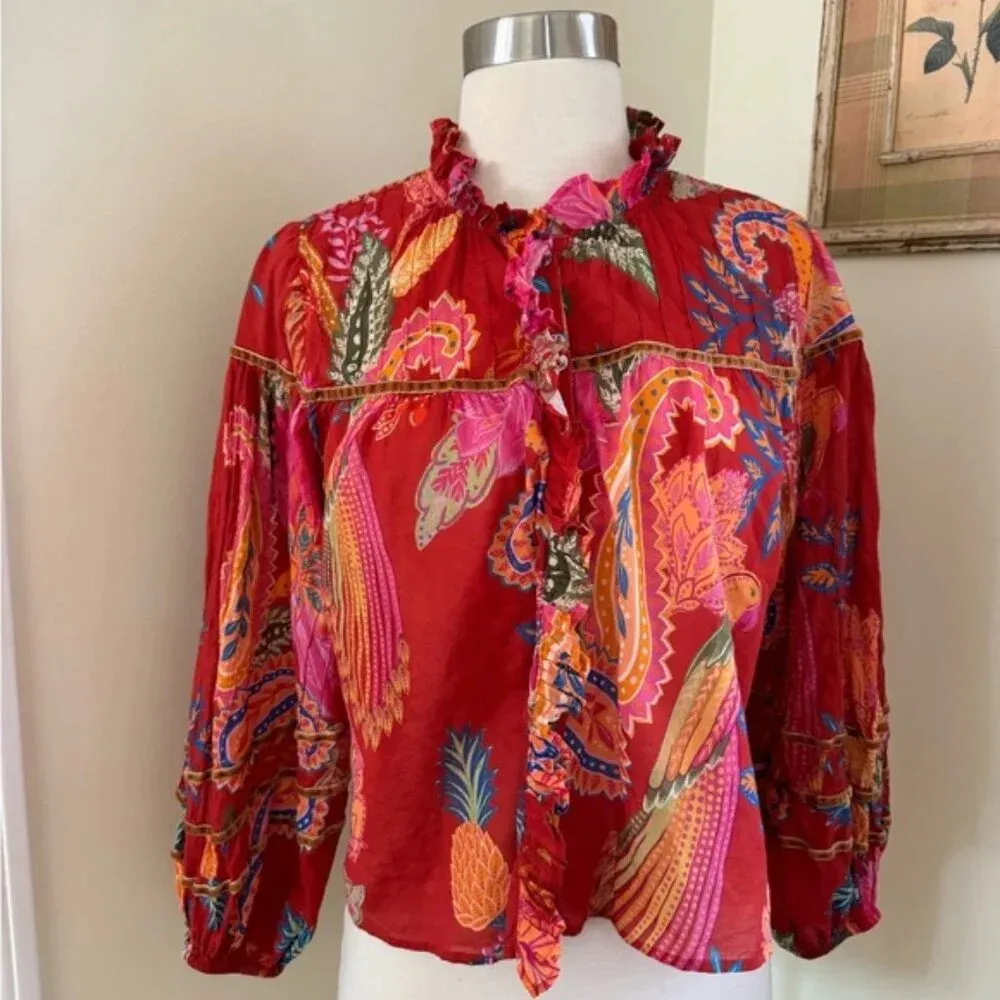 Anthropologie  Farm Rio Mystic Bush Blouse Size XS NWT $170 - Image 3