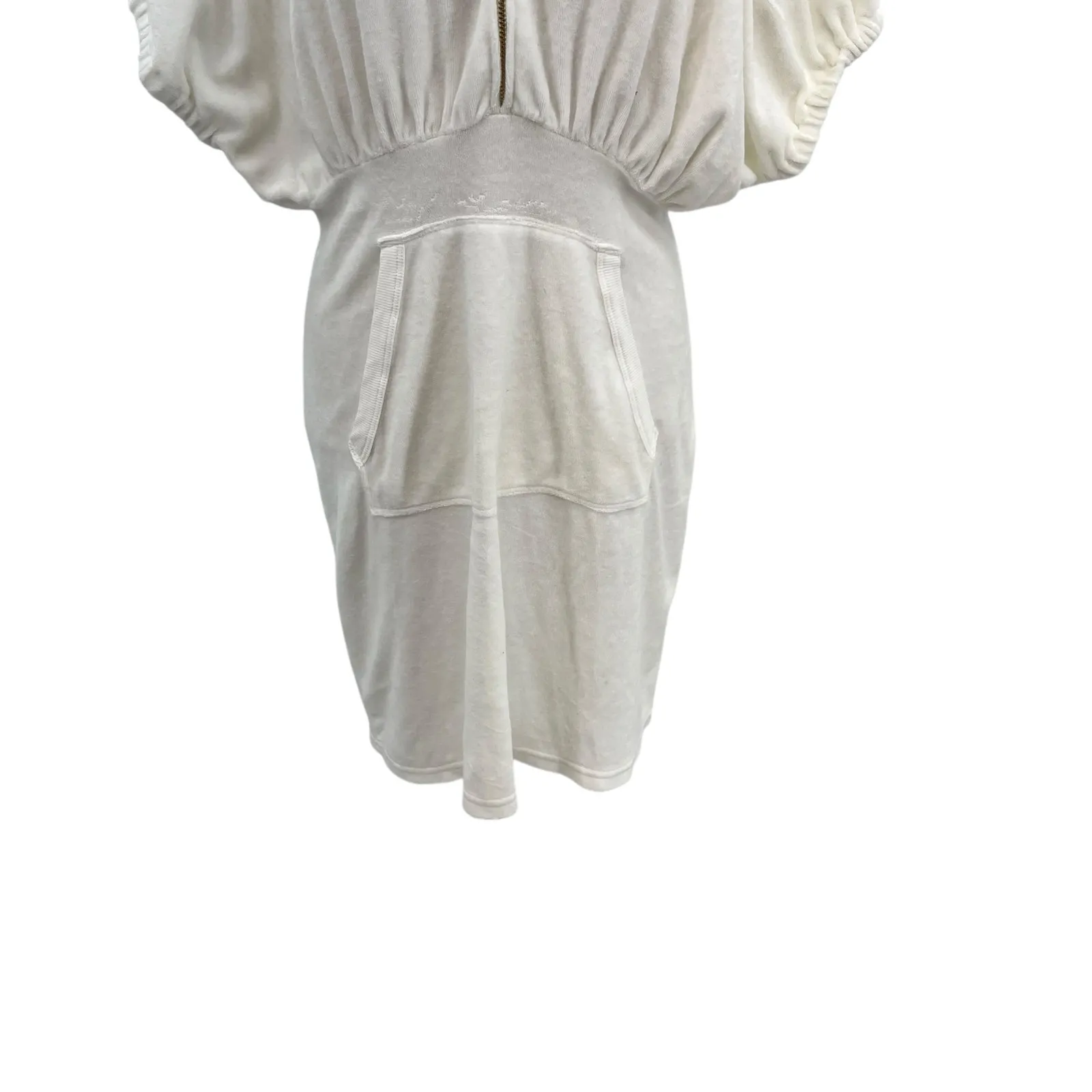 Juicy Couture French Terry Dress Cover-Up‎ Y2K Hooded Zip Up White Size Small - Image 5