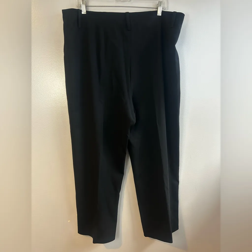 Peter Cohen Black Wool Wide Straight Leg Trouser Pants with Belt Loops Size XL - Image 8