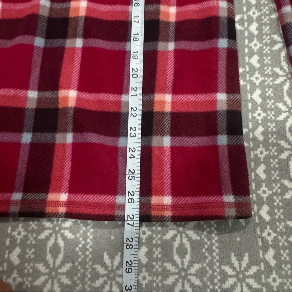 Eddie Bauer Woman's Red Plaid Fleece 1/4 Zip‎ Pullover Size Medium - Image 8