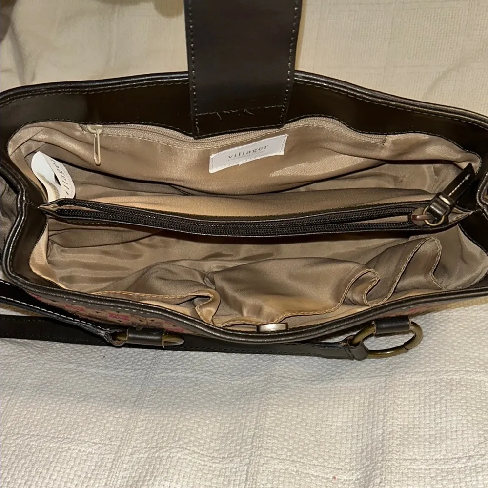 Villager/A Liz Claiborne Company Patterned Brown and Black Tote Bag - Image 6