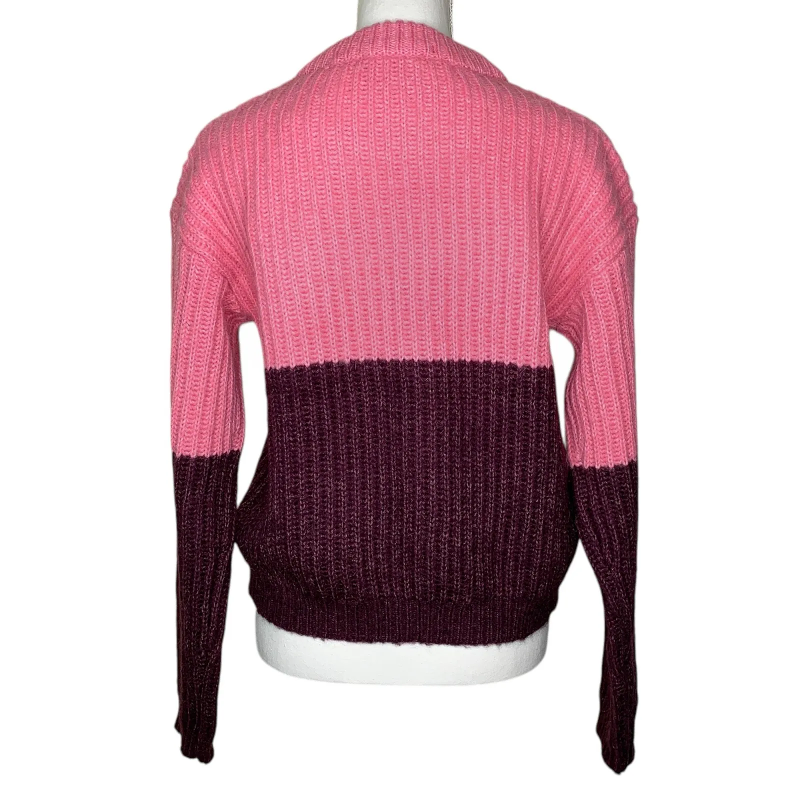 Scotch & Soda Pink Purple Colorblock Chunky Knit Wool Alpaca Sweater - Image 4